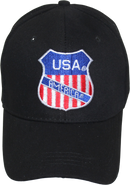 USA America Shield Black Washed  Embroidered Cap
