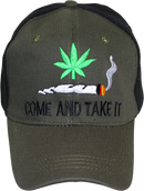 Come and Take It Cannabis Green and Black Embroidered Cap