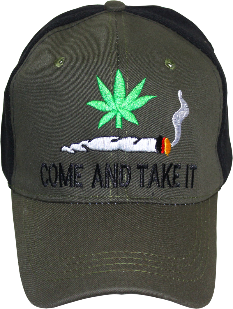 Come and Take It Cannabis Green and Black Embroidered Cap