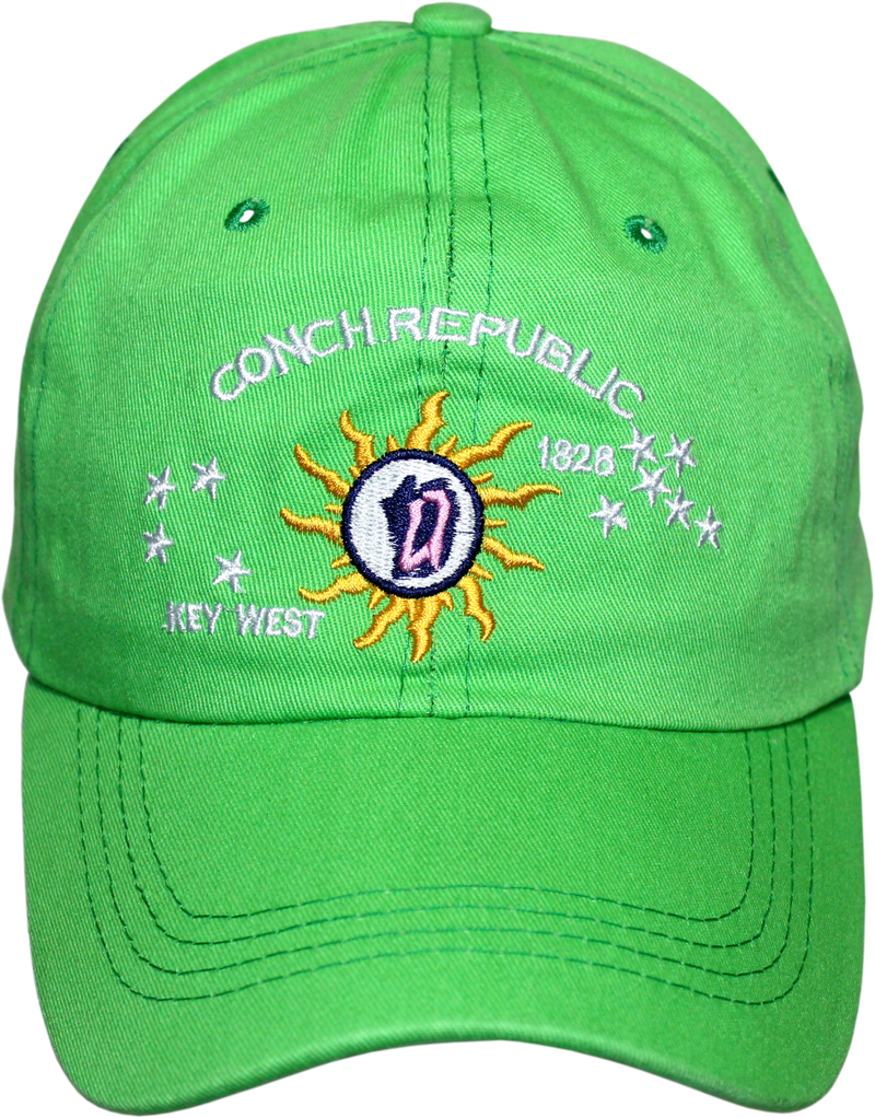 Conch Republic Key West Washed Green Embroidered Cap