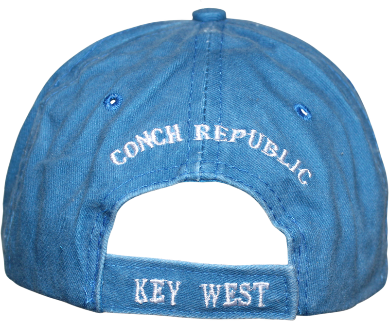 Conch Republic Key West Washed Blue Embroidered Cap