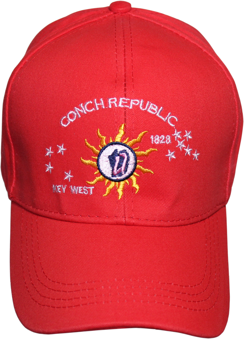 Conch Republic Key West Washed Red Embroidered Cap