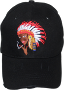 Indian Chief Black Embroidered Cap