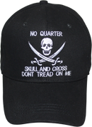 No Quarter Skull and Bones Don't Tread On Me Black Embroidered Cap