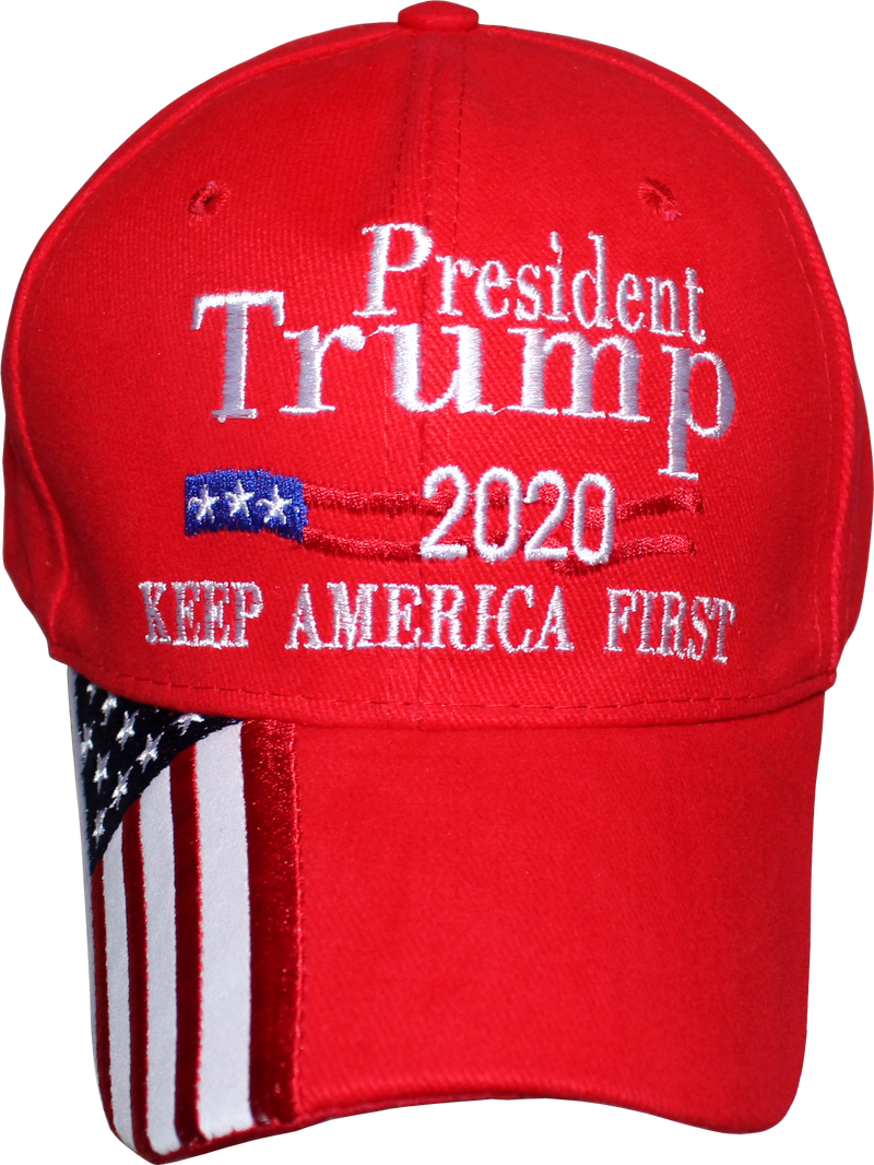 Official President Trump 2020 KAF Keep America First Red Cap W/ Quarter USA Brim
