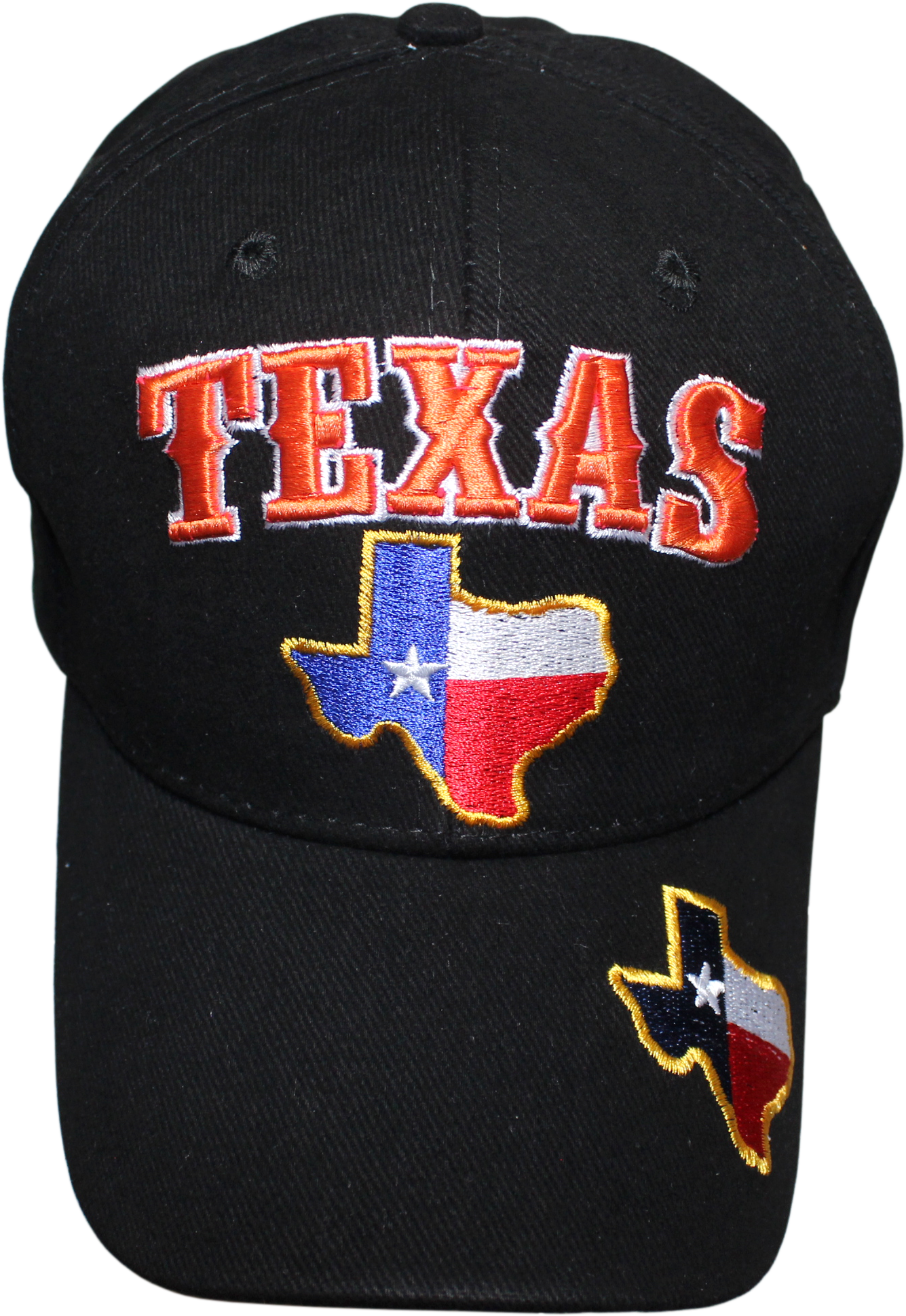 Texas State Map Flag - Black Cap Embroidered Hat