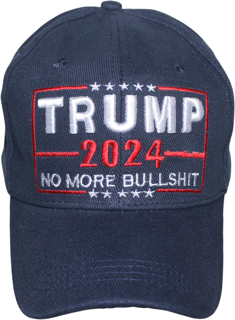 Trump 2024 No More Bullshit Navy Embroidered Cap