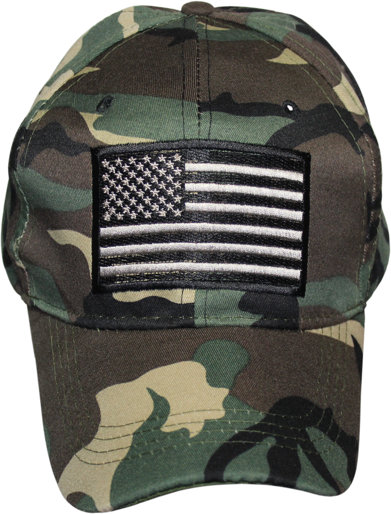 USA Black Patch Camo Embroidered Cap