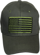 USA Black Patch Olive Green Embroidered Cap
