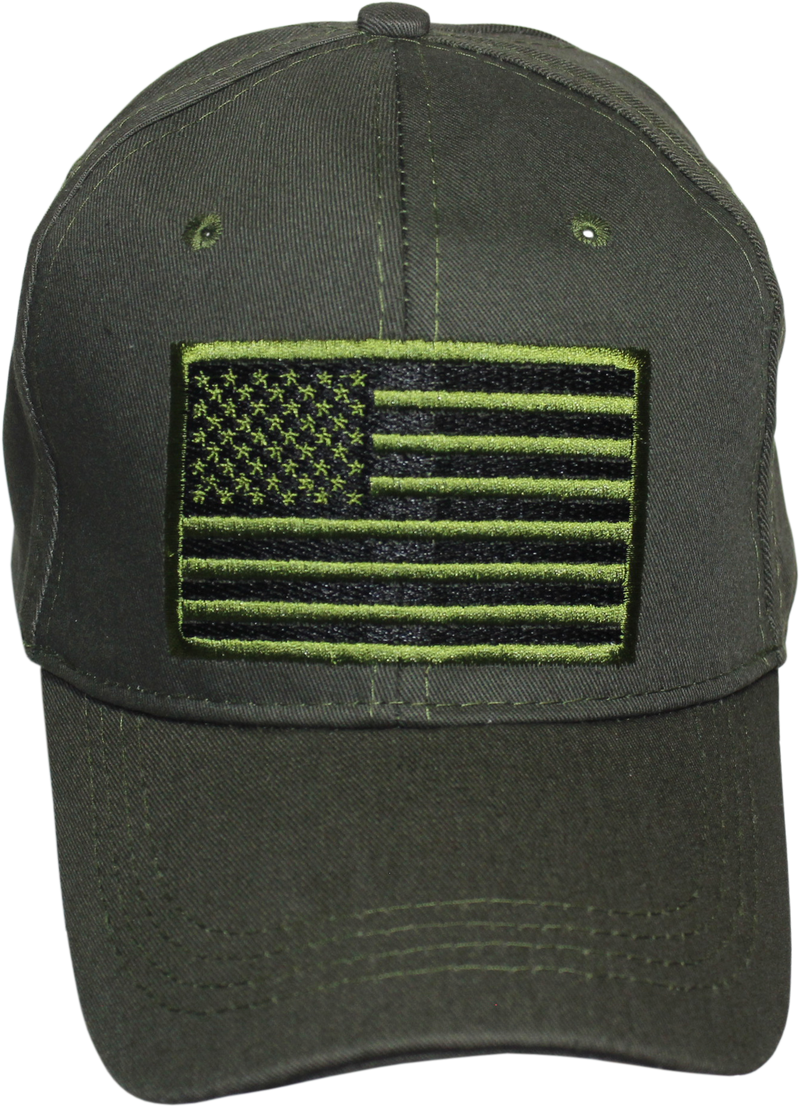 USA Black Patch Olive Green Embroidered Cap
