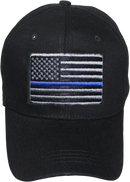 USA Blue Line Patch Black Embroidered Cap