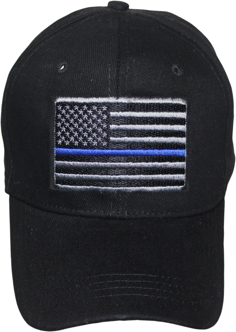 USA Blue Line Patch Black Embroidered Cap