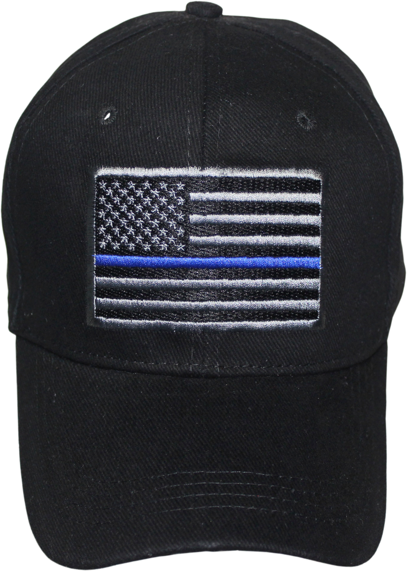 Cap Perusa USA Blue Line Patch Black Embroidered Cap