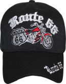 Cap - Route 66 Black Rt 66 Motorcycle Biker Caps