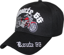 Cap - Route 66 Black Rt 66 Motorcycle Biker Caps