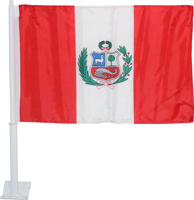 Peru 12"x18" Car Flag Double Sided