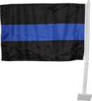 POLICE THIN BLUE LINE CAR FLAG POLY DOUBLE SIDED