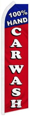 Hand Car Wash 100% Red 11.5'x2.5' Swooper Flag Rough Tex® Knit Feather