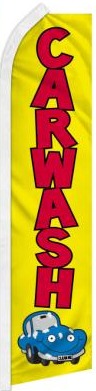 Car Wash Yellow 11.5'x2.5' Swooper Flag Rough Tex® Knit Feather