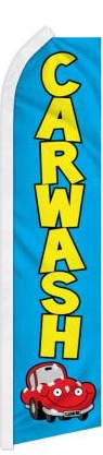 Car Wash Blue 11.5'x2.5' Swooper Flag Rough Tex® Knit Feather