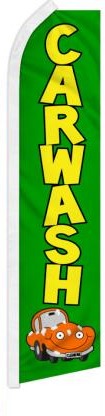 Car Wash Green 11.5'x2.5' Swooper Flag Rough Tex® Knit Feather