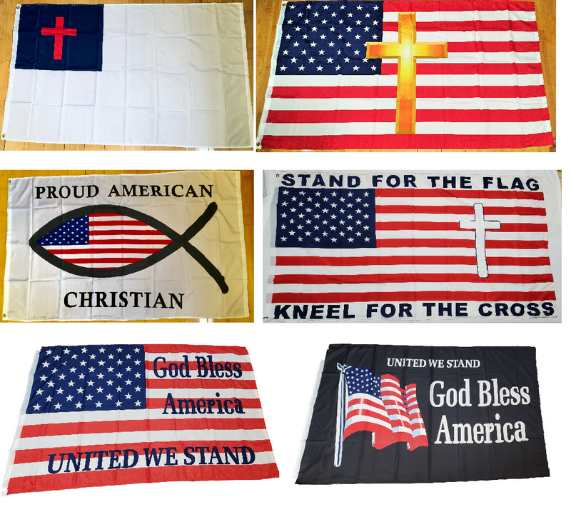 Assorted Six Pack Of Christian And Patriotic 3'X5 Flags Rough Tex® 100D