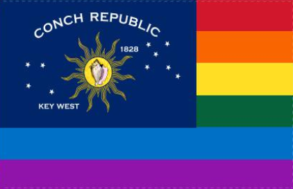Conch Republic Pride 3'X5' Flag ROUGH TEX® 100D Key West Rainbow
