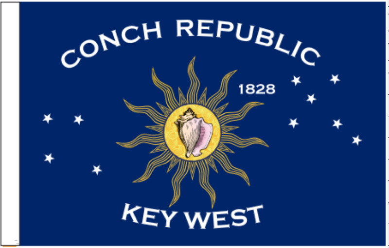 Conch Republic Key West 12"x18" Stick Flag ROUGH TEX® 100D 30" Wooden Stick