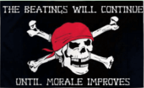 Cross Bones The Beating Will Continue 12"x18" Flag With Grommets ROUGH TEX® 100D