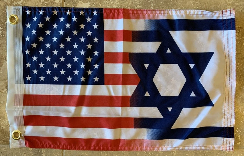 USA ISRAEL WITH GROMMETS FLAG 12''X18'' Rough Tex ® 100D Flag