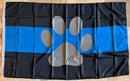 Police Blue Line Bar Paw Flag - 3'X5' Rough Tex® 100D