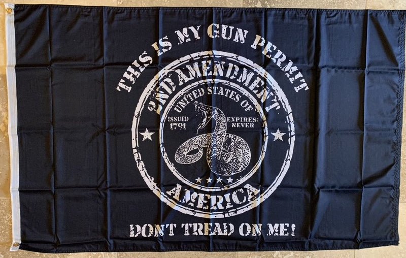 2nd Amendment Black Flag With Snake Rough Tex® 100D 3'X5'