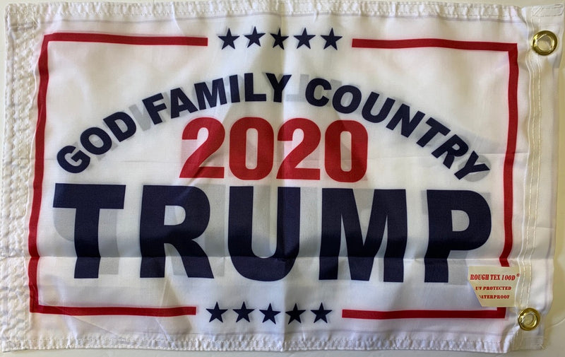 God Family Country Trump 2020 Double Sided 12"X18" Flag Rough Tex® 100D