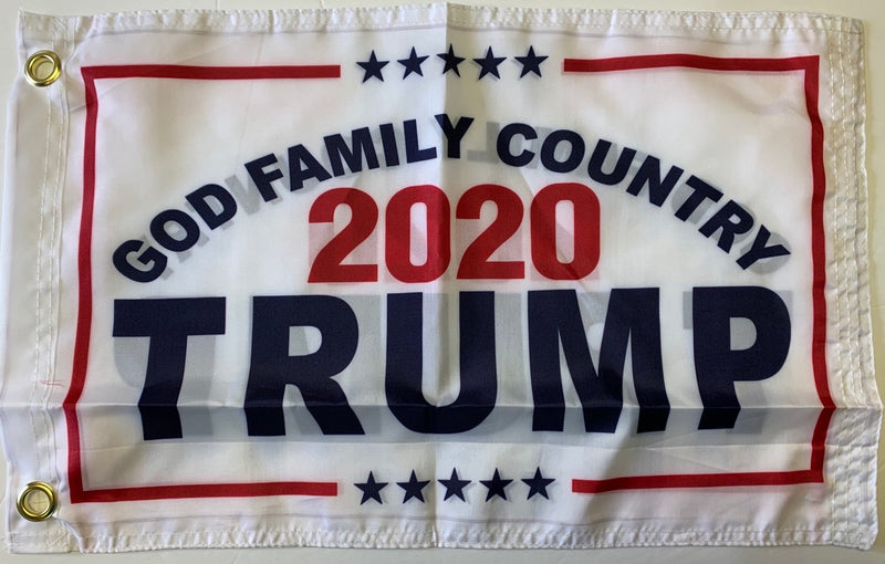 God Family Country Trump 2020 Double Sided 12"X18" Flag Rough Tex® 100D