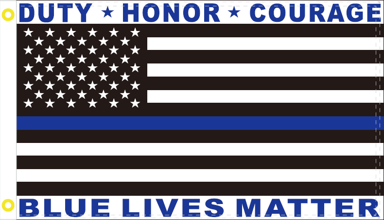 DUTY HONOR COURAGE BLUE LIVES MATTER USA POLICE MEMORIAL OFFICIAL FLAG 3X5