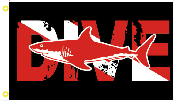 Dive Shark 3'X5' Flag ROUGH TEX® 100D