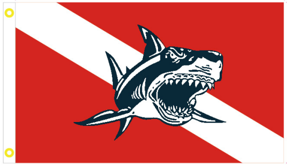 Diver Down Shark 3'X5' Flag ROUGH TEX® 100D