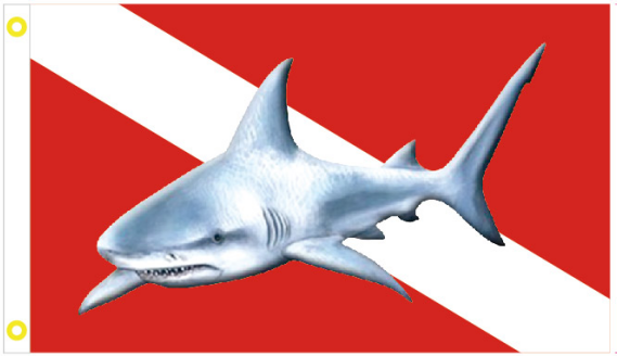 Diver Down Shark 3'X5' Flag ROUGH TEX® 100D