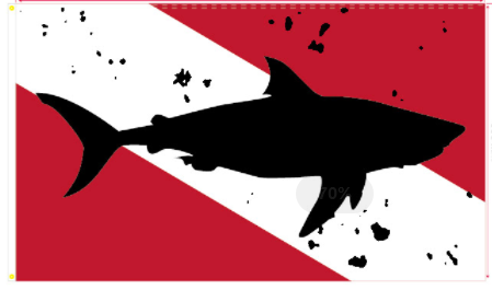 Diver Down Shark 3'X5' Flag ROUGH TEX® 100D