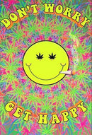 Don't Worry Get Happy Cannabis Tie Dye 3'X5' Banner Flag ROUGH TEX® 100D