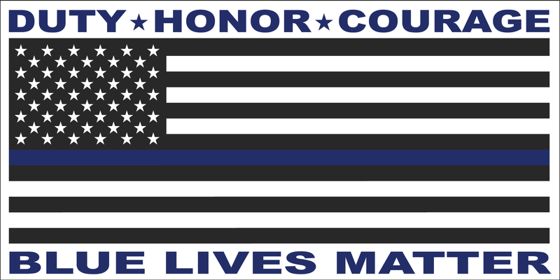 Duty Honor Courage Blue Line - Bumper Sticker