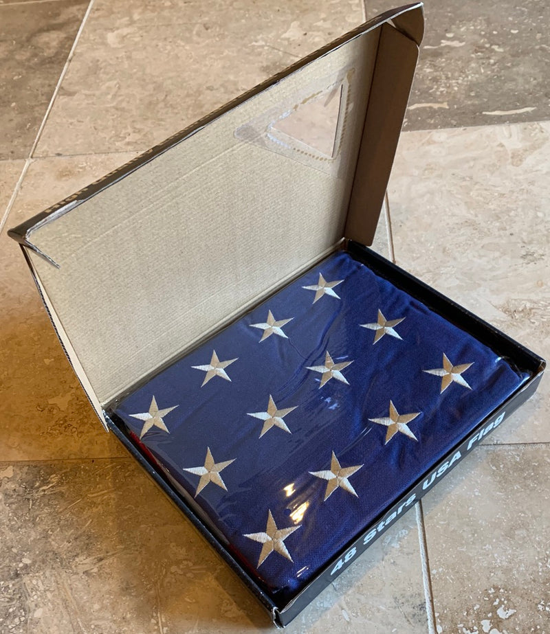 Vintage 48 Star USA American Flag 3'X5 Cotton Embroidered Stars Sewn Stripes