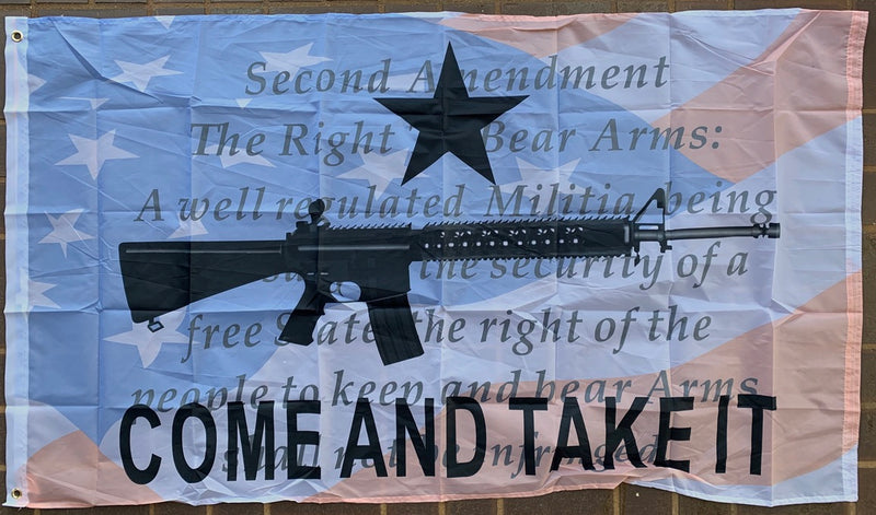 US M4 2nd Amendment Come And Take It RWB 3'X5' Flag Rough Tex® 68D Nylon