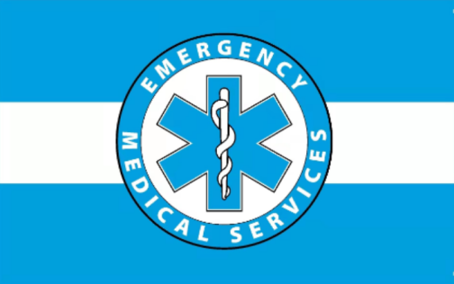 Emergency Medical Service EMS Blue Stripe 3'x5' Flag ROUGH TEX® 68D Nylon