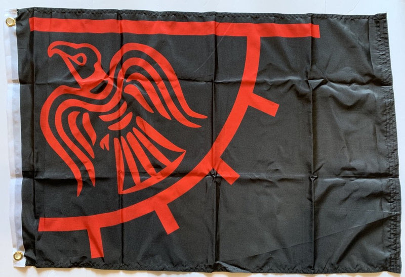 Viking Raven Red & Black Flag Rough Tex ® 2'x3' 100D