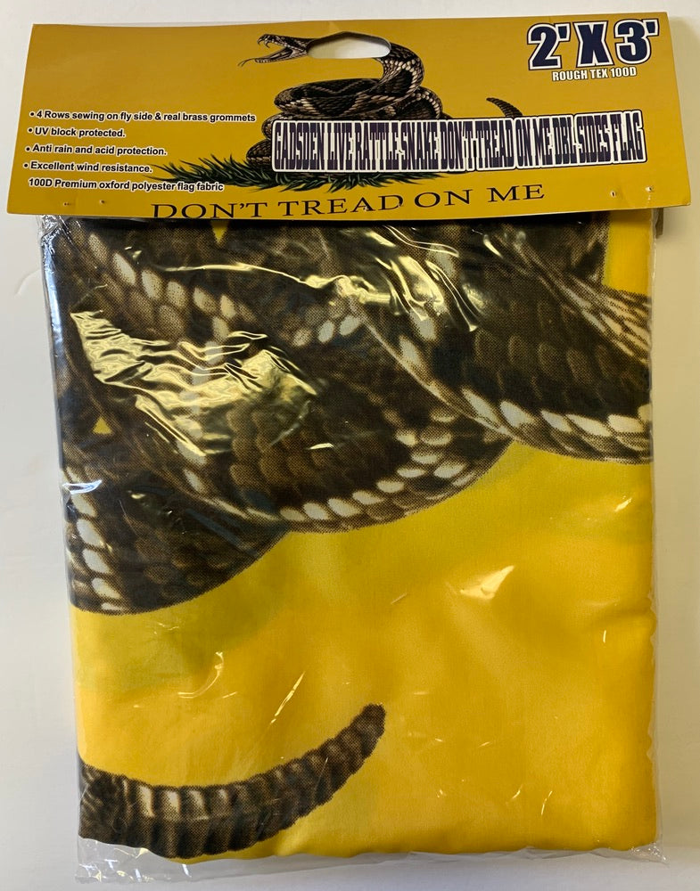 Gadsden Live Rattlesnake Don't Tread On Me Double Sided Flag 2'X3' Rough Tex® 100D
