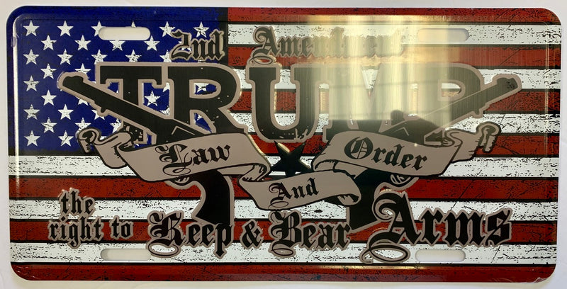 Trump 2nd Amendment Law And Order Aluminum Embossed License Plate