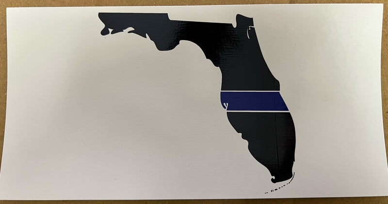 Florida Map Police Blue Line Bumper Sticker