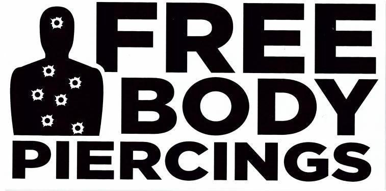 Pircing Sticker Free Body Piercings Bumper Sticker