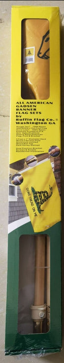 Gadsden American Historic Flag & Flagpole Kit Wooden 2 piece wood pole cast aluminum bracket nylon flag